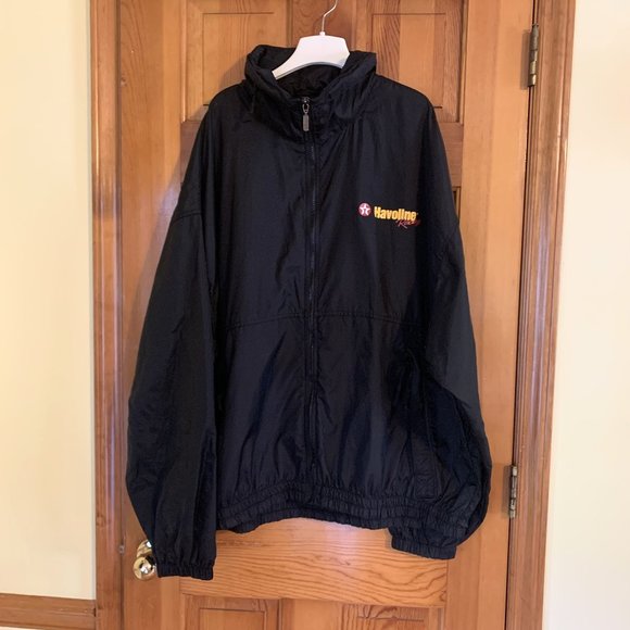 Vintage Swingster Havoline Racing Black Hooded Jacket Size XXL - Picture 1 of 11